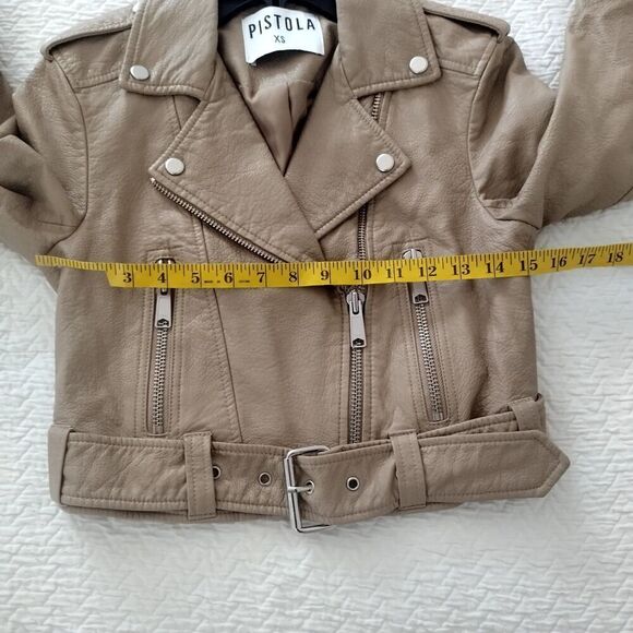 Pistola Tracy Cropped Faux Leather Moto Jacket sz Xs - Picture 9 of 10